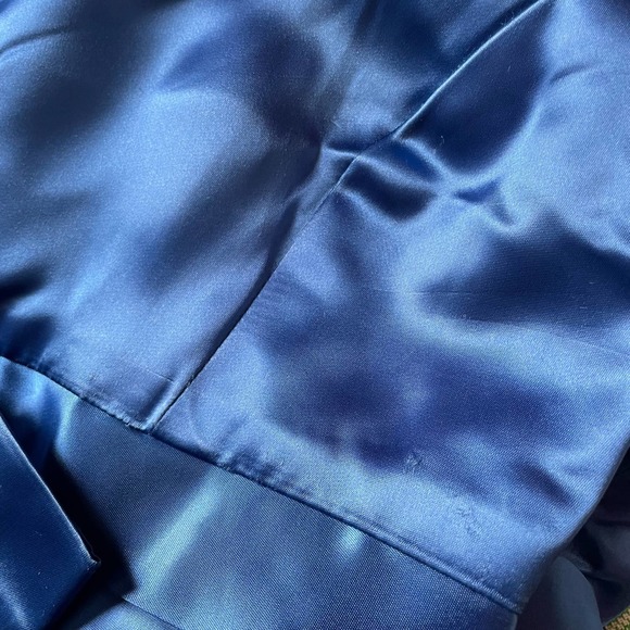 Vtg 1950s 60’s Royal Blue Satin Wiggle Dress Evening Dress Small - Picture 7 of 8